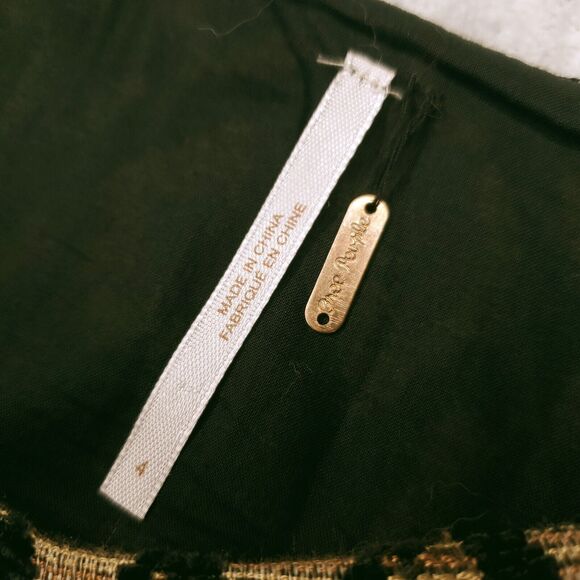 Free People Cheetah Chenille Mini Skater Skirt Sz 4 Brown Jacquard Leopard Y2K - Picture 6 of 10